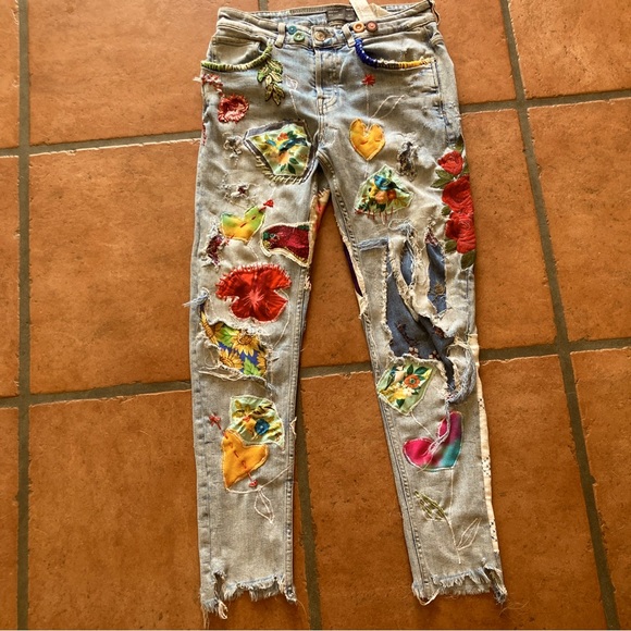 Zara Upcycled Patched Destroyed denim, jeans, - Picture 2 of 15